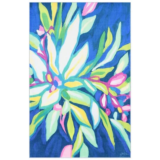 Empire Art Direct 5ft. x 8ft. Blue Tropics I Tapis D'Art Flowers Area Rug
